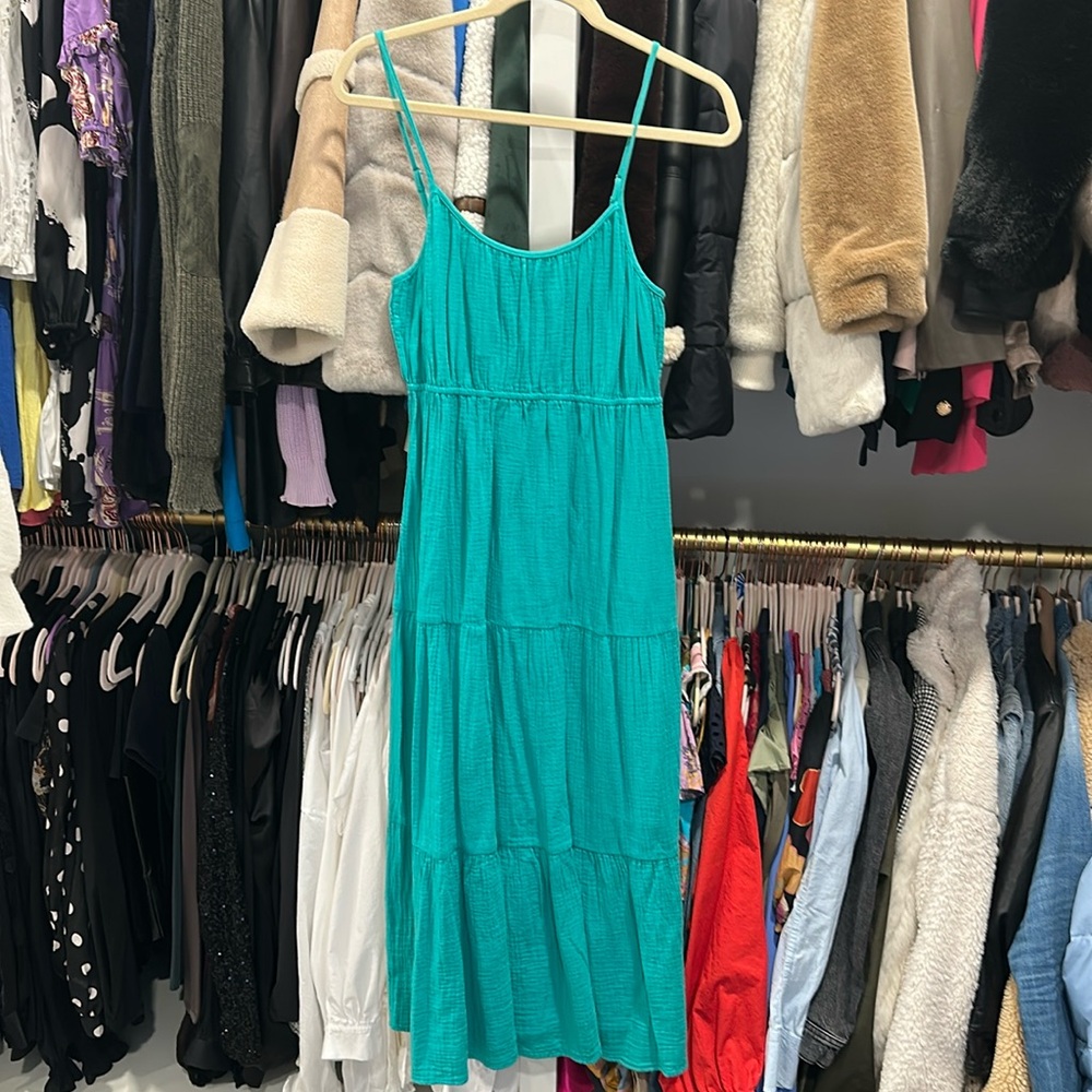 Rails Teal Tiered Midi Dress